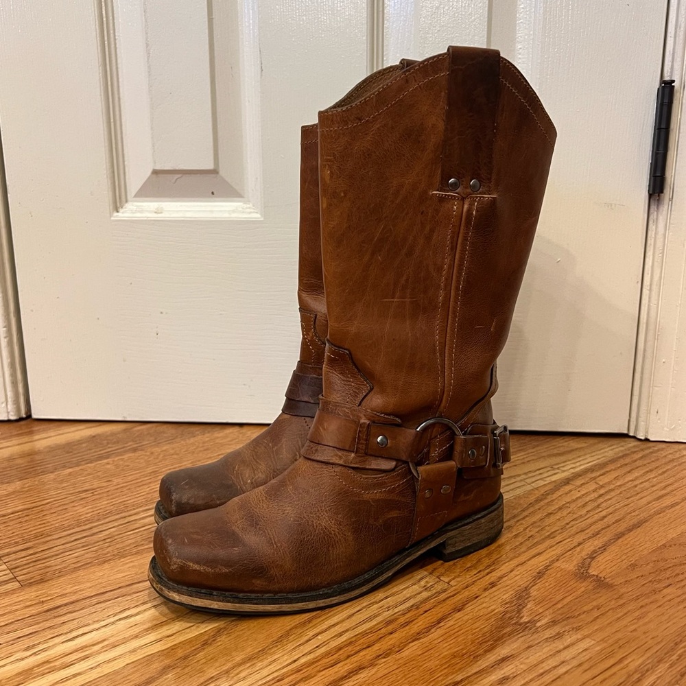 Vintage Eddie Bauer Bronx Boots Leather Moto Harness Boots Brown Women’s 37 /6.5